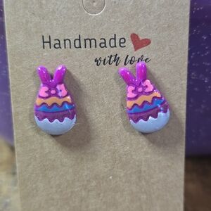 Handmade Bunny Earrings - Pink and Purple